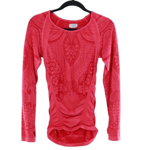 Athleta Ruched Tee Womens S Red Athletic Workout Yoga Outdoor Performance Gym - Picture 1 of 13